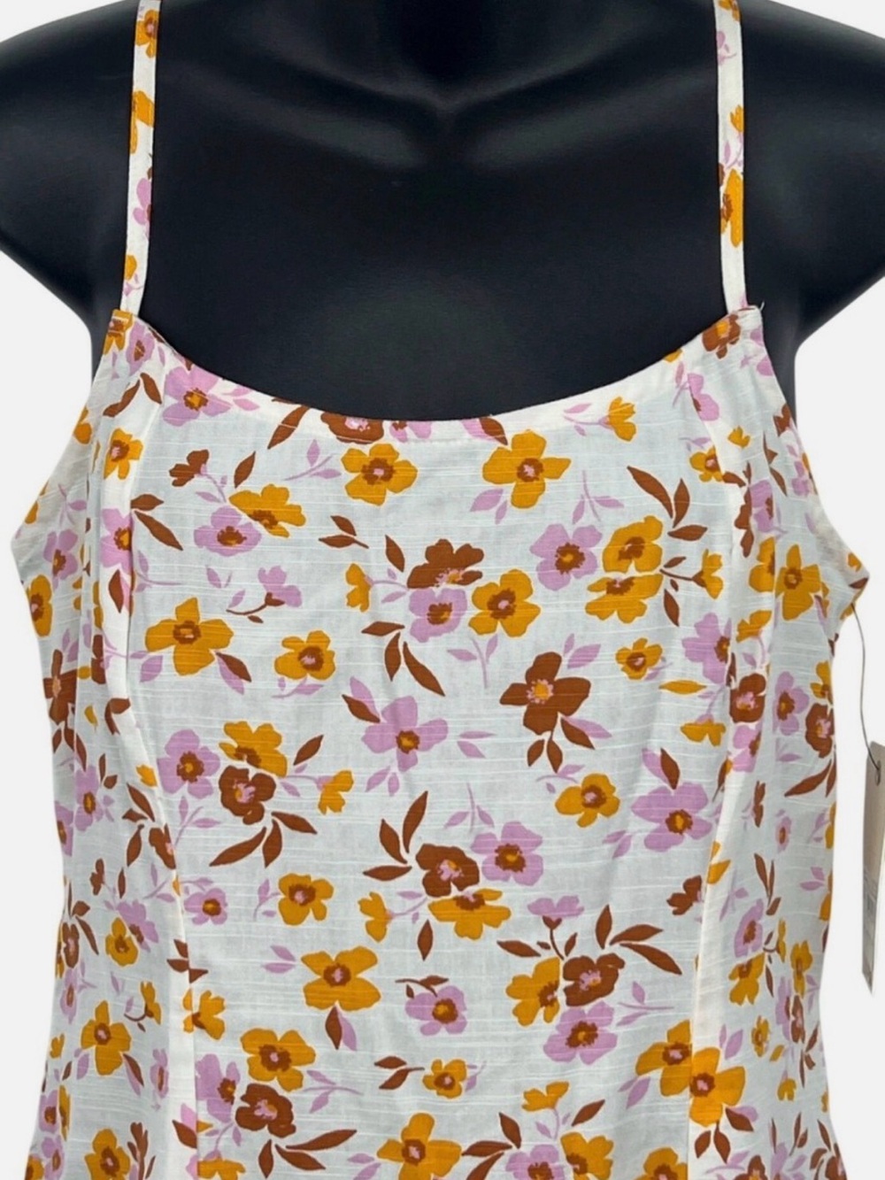 Billabong Stay Awhile Womens Mini Dress Floral Medium Sundress Pink Orange Zip - Picture 4 of 8